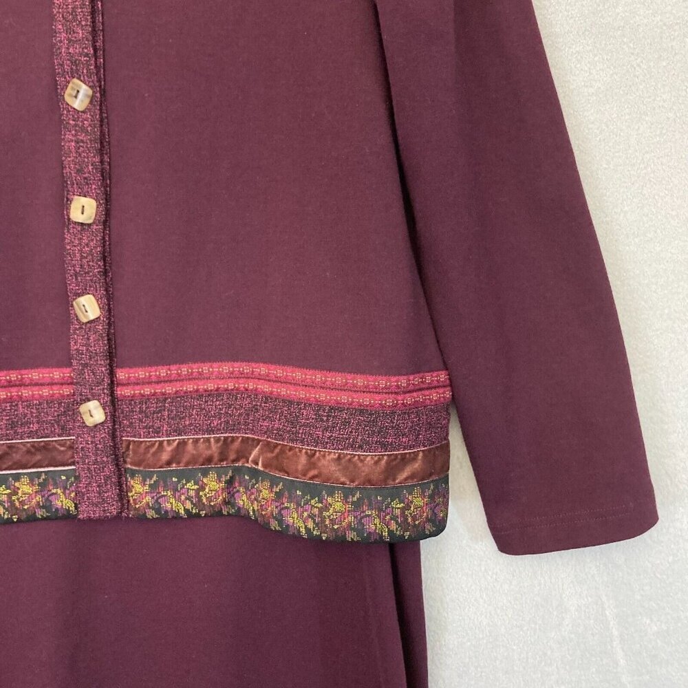 Coldwater Creek Maxi Dress & Cardigan Sweater Set PXL Burgundy Modest XL Petite - Picture 8 of 16